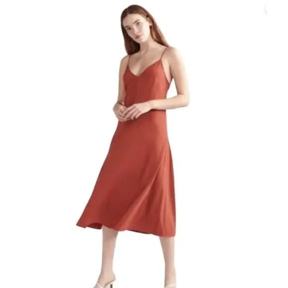 Thakoon Rust Sleeveless Midi Slip Dress Size 2 - Picture 1 of 16